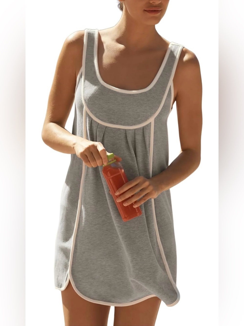 Amazon premium Grey Tank Dress with White Trim